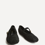 Index Black Faux Suede Handwoven Mary Jane Pumps
