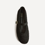 Index Black Faux Suede Handwoven Mary Jane Pumps