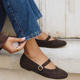 Index Brown Faux Suede Handwoven Mary Jane Pumps