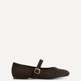 Index Brown Faux Suede Handwoven Mary Jane Pumps