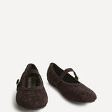 Index Brown Faux Suede Handwoven Mary Jane Pumps