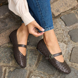 Index Brown Handwoven Mary Jane Pumps