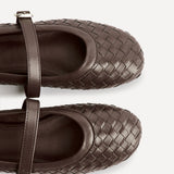 Index Brown Handwoven Mary Jane Pumps