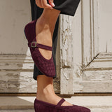 Index Burgundy Faux Suede Handwoven Mary Jane Pumps