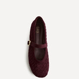 Index Burgundy Faux Suede Handwoven Mary Jane Pumps