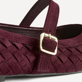 Index Burgundy Faux Suede Handwoven Mary Jane Pumps