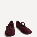 Index Burgundy Faux Suede Handwoven Mary Jane Pumps