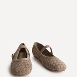 Index Taupe Faux Suede Handwoven Mary Jane Pumps