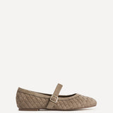 Index Taupe Faux Suede Handwoven Mary Jane Pumps