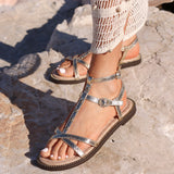 Indiana Gold Studded Gladiator Sandals