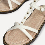 Indiana White Studded Gladiator Sandals