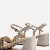 Indie Ivory Raffia Diamante Block Heeled Sandals