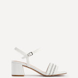Indie White Raffia Diamante Block Heeled Sandals