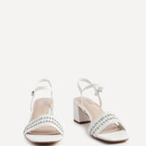 Indie White Raffia Diamante Block Heeled Sandals