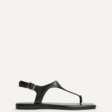 Intent Black Faux Leather Flat Sandals