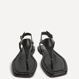 Intent Black Faux Leather Flat Sandals