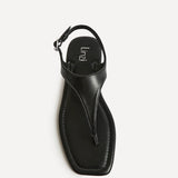 Intent Black Faux Leather Flat Sandals