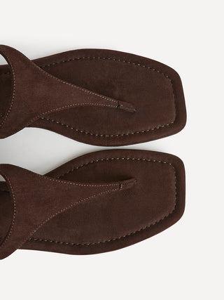 Intent Brown Faux Suede Flat Sandals