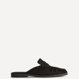 Intro Black Suede Leather Slip On Mules