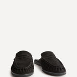 Intro Black Suede Leather Slip On Mules