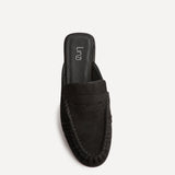 Intro Black Suede Leather Slip On Mules