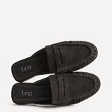 Intro Black Suede Leather Slip On Mules