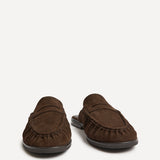Intro Brown Suede Leather Slip On Mules