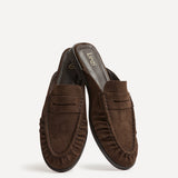 Intro Brown Suede Leather Slip On Mules