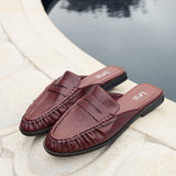 Intro Burgundy Faux Leather Slip On Mules