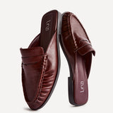 Intro Burgundy Faux Leather Slip On Mules
