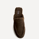 Introduction Brown Suede Leather Mules With Fur