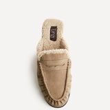 Introduction Taupe Suede Leather Mules With Fur