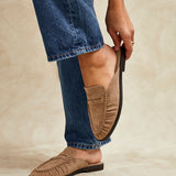 Intro Taupe Suede Leather Slip On Mules