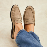Intro Taupe Suede Leather Slip On Mules