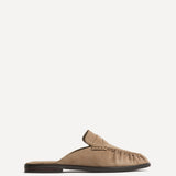 Intro Taupe Suede Leather Slip On Mules
