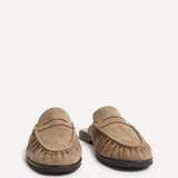 Intro Taupe Suede Leather Slip On Mules