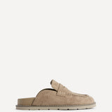 Invested Beige Faux Suede Mule Loafers