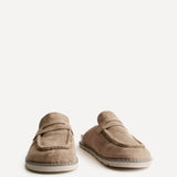 Invested Beige Faux Suede Mule Loafers