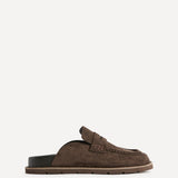 Invested Brown Faux Suede Mule Loafers