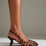 Izzie Wide Fit Leopard Print Court Heels