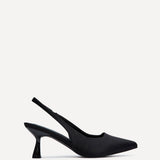 Izzie Wide Fit Black Lycra Court Heels