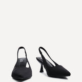 Izzie Wide Fit Black Lycra Court Heels