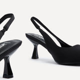 Izzie Wide Fit Black Lycra Court Heels