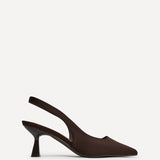 Izzie Wide Fit Brown Lycra Court Heels