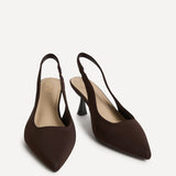 Izzie Wide Fit Brown Lycra Court Heels