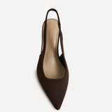Izzie Wide Fit Brown Lycra Court Heels