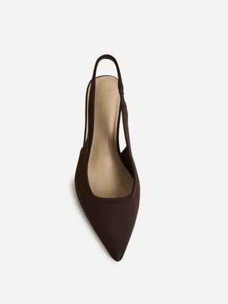 Izzie Wide Fit Brown Lycra Court Heels