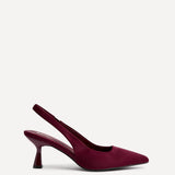 Izzie Wide Fit Burgundy Lycra Court Heels