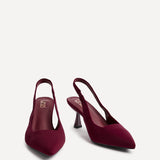 Izzie Wide Fit Burgundy Lycra Court Heels