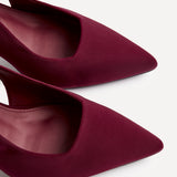 Izzie Wide Fit Burgundy Lycra Court Heels